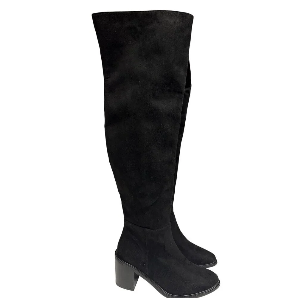 Seychelles Tall Women's Boot Black Heeled Zipper Over Knee High Classic Size 6